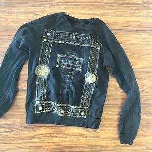 Black‎ and gold Graphic Civil crewneck Sweater